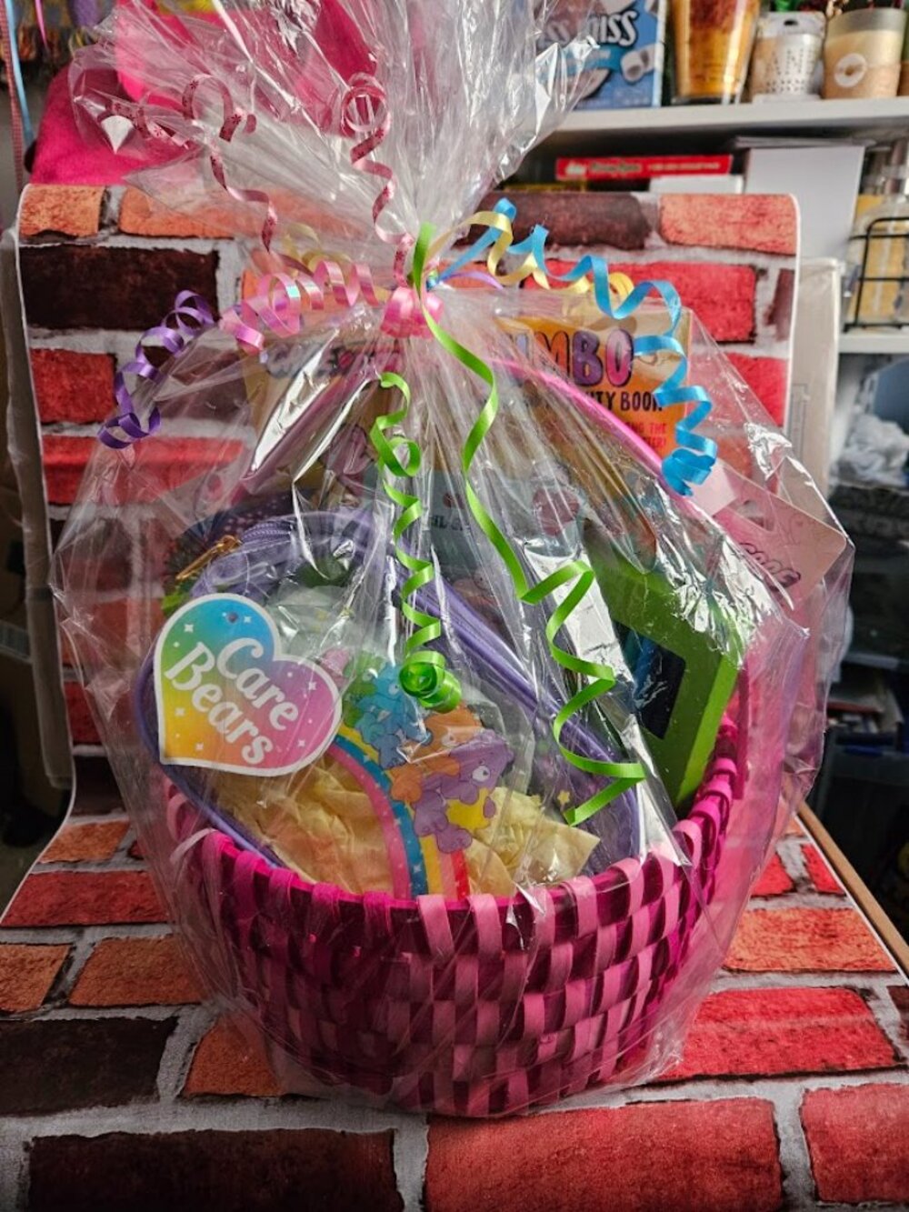 Care Bears Pink Basket w Goodies